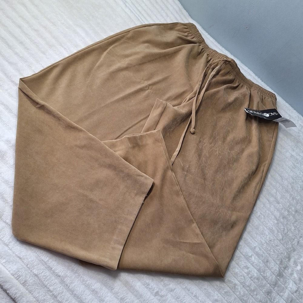 Vtg Sag Harbor Faux Suede Pull On Wide Leg Pants Womens 22W Coffee Brown